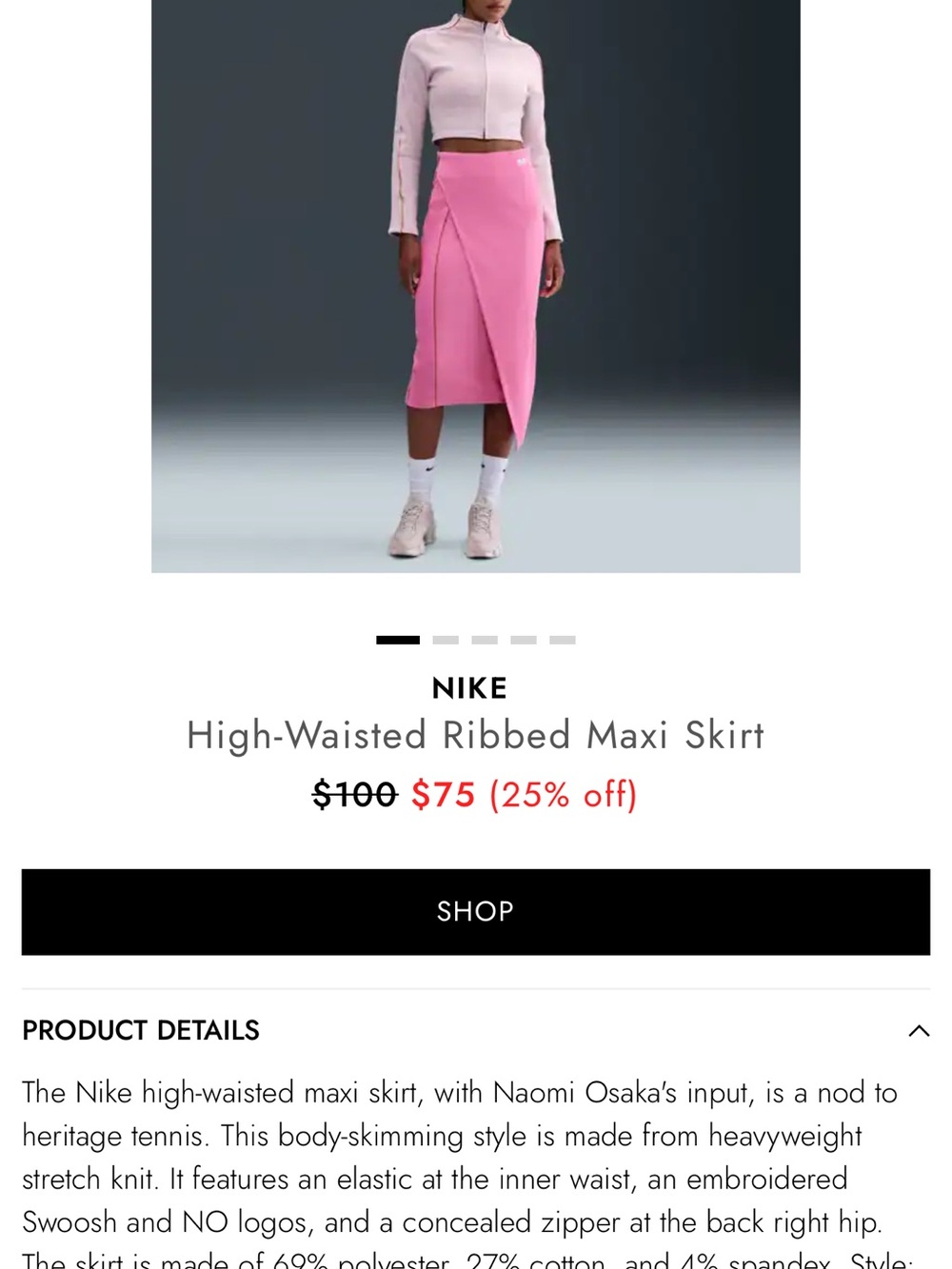 naomi osaka nike skirt pink nwt size L